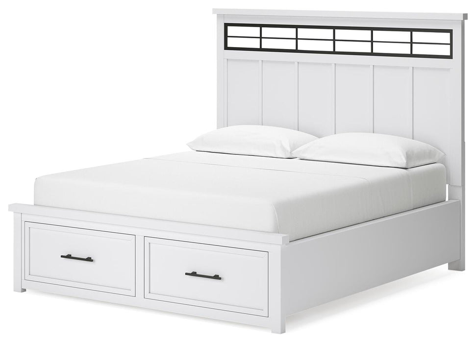 Ashbryn California King Panel Storage Bed, Dresser, Mirror, Chest and Nightstand