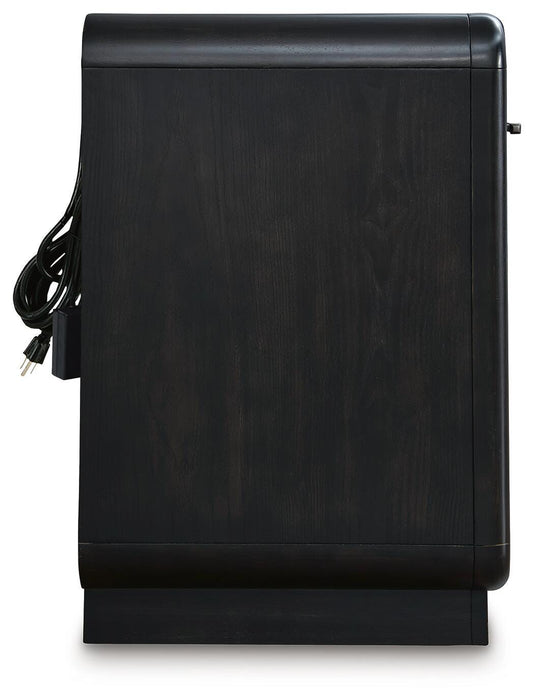 Rowanbeck King Upholstered Panel Bed, Dresser, Mirror, Chest and Nightstand