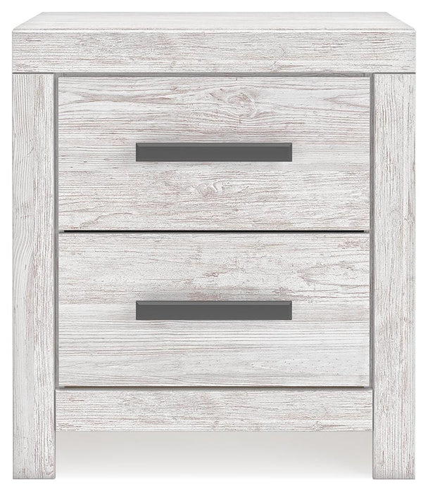 Cayboni King Panel Bed with Mirrored Dresser and Nightstand