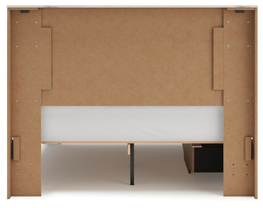 Lawroy Queen Panel Bed with Storage, Dresser, Mirror and Nightstand