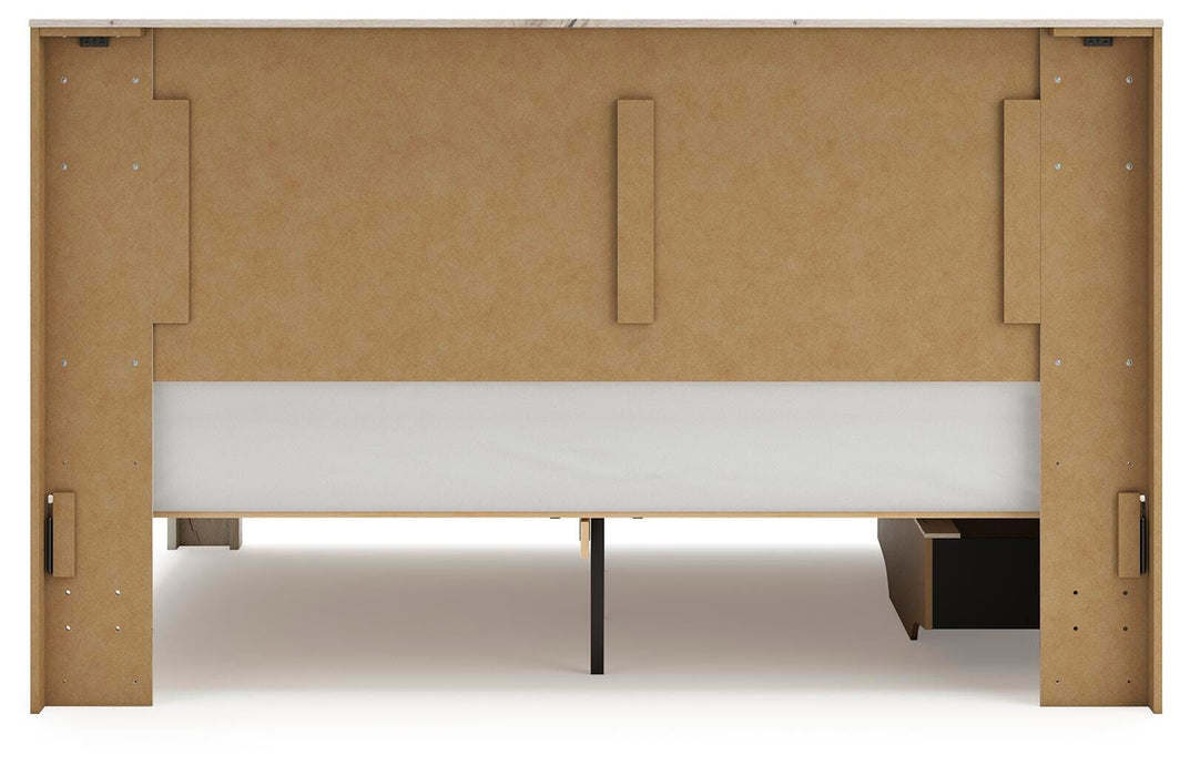 Lawroy King Panel Bed with Storage, Dresser, Mirror and Nightstand