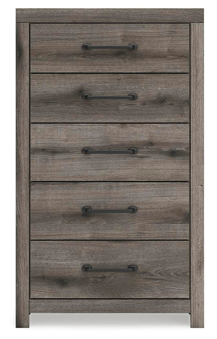 Graystorm Full Panel Bed with Storage, Dresser, Mirror, Chest and Nightstand