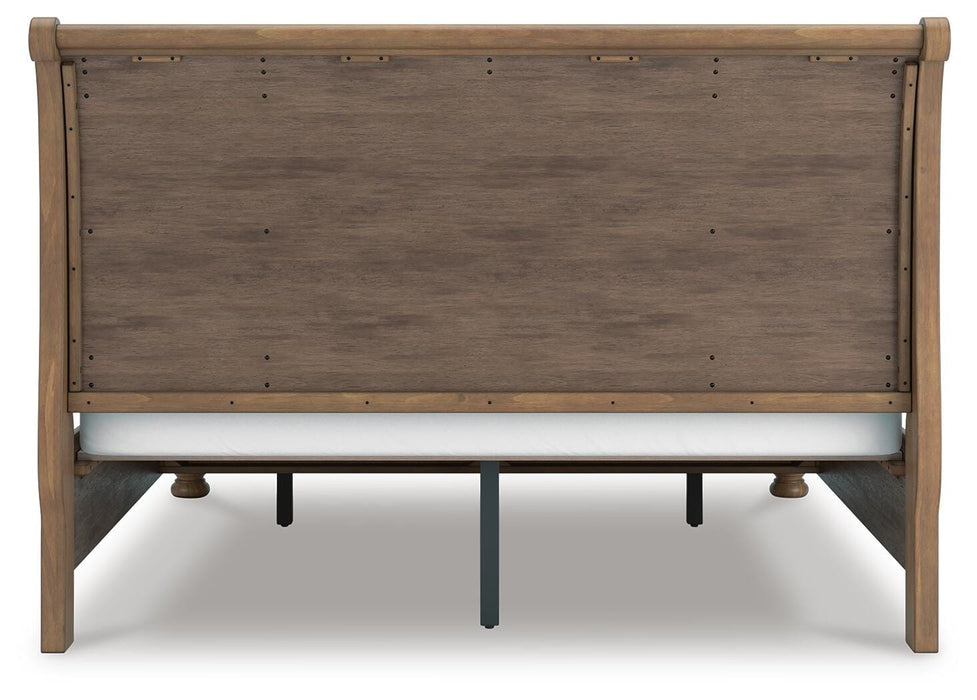Feddinger King Storage Sleigh Bed with Mirrored Dresser
