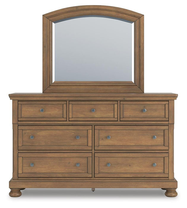 Feddinger Queen Panel Bed with Mirrored Dresser