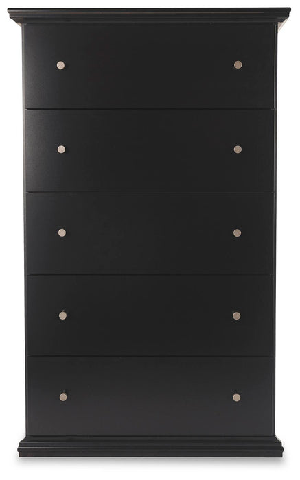 Maribel King Panel Bed, Dresser, Mirror, Chest and Nightstand