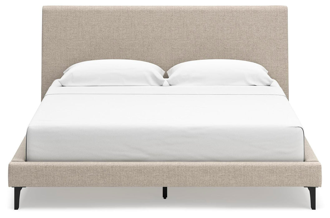 Cielden King Upholstered Bed with Roll Slats, Dresser and Mirror