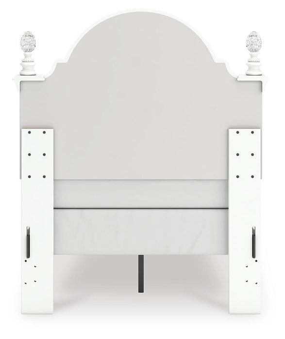 Kozlani Twin Upholstered Panel Bed, Dresser and Mirror