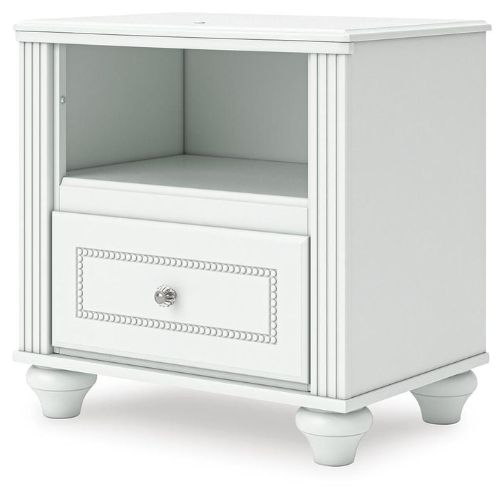 Kozlani Full Upholstered Panel Bed, Dresser, Mirror and Nightstand
