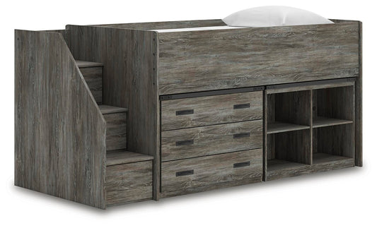Frandern Twin Loft  Bed with Bookcase and Drawer Storage