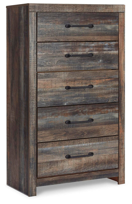Drystan Queen Panel Bed with 4 Storage Drawers, Dresser, Mirror, Chest and Nightstand