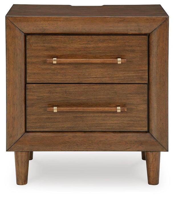 Lyncott Queen Upholstered Panel Bed, Dresser, Mirror, Chest and Nightstand