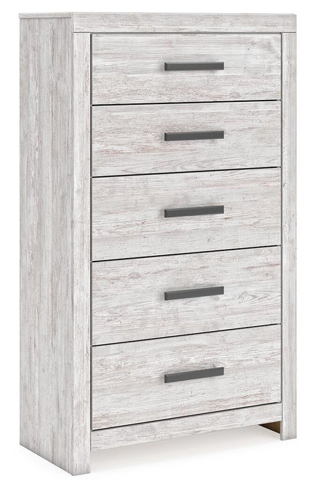 Cayboni King Panel Bed, Dresser, Mirror, Chest and Nightstand