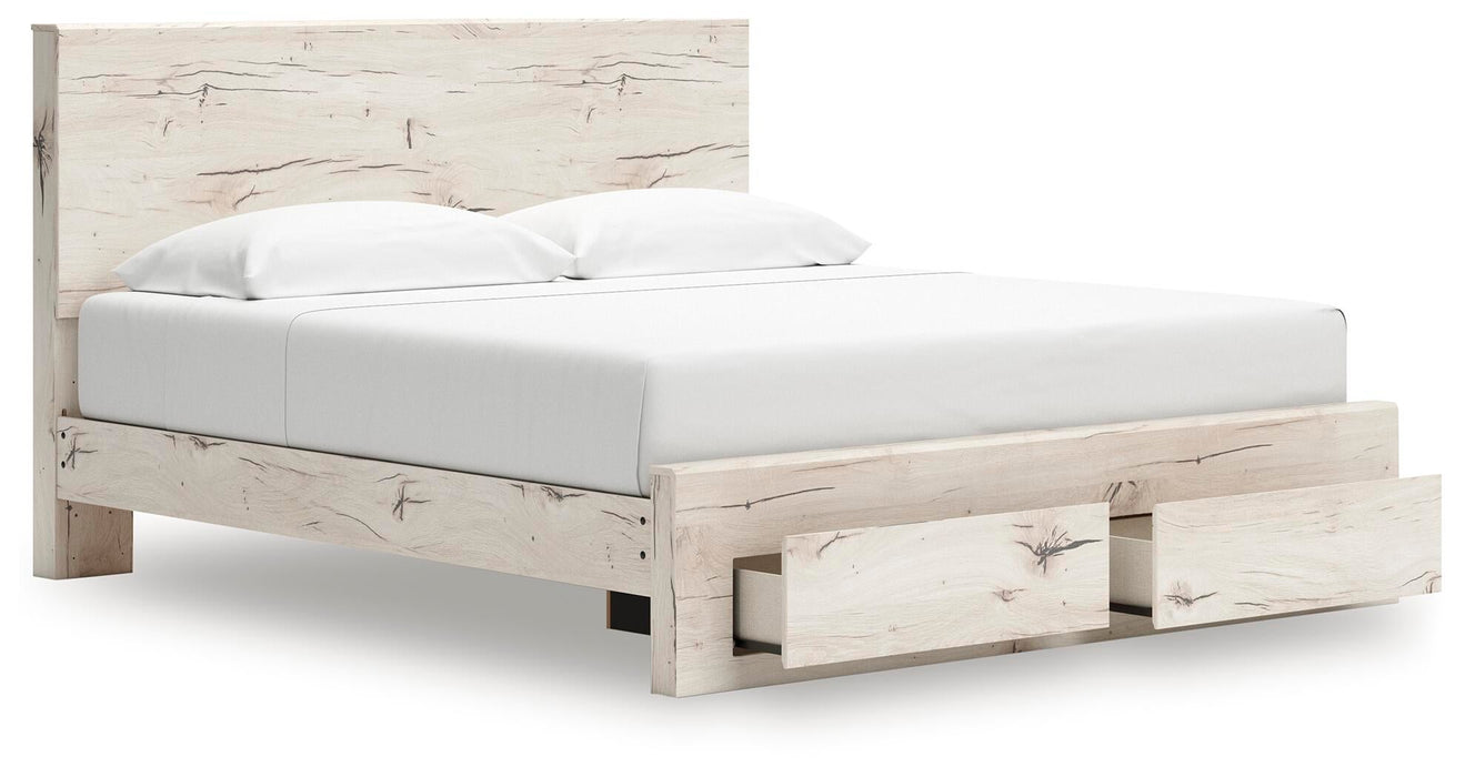 Lawroy King Panel Storage Bed, Dresser, Mirror, Chest and Nightstand