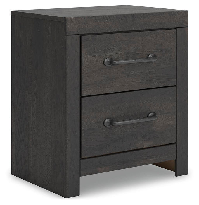 Delmorta Full Panel Bed with Storage, Dresser, Mirror and Nightstand