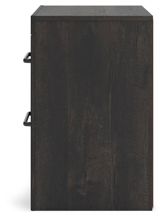 Delmorta Full Panel Storage Bed, Dresser, Mirror and Nightstand