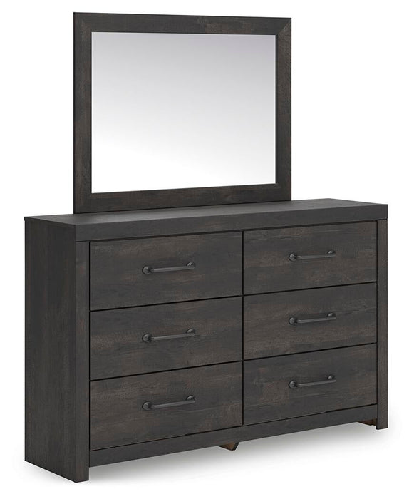 Delmorta Twin Panel Storage Bed, Dresser and Mirror