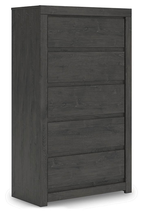 Parlayon King Panel Storage Bed, Dresser, Mirror, Chest and Nightstand