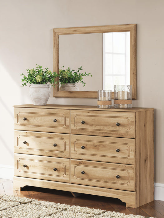 Galletyn Twin Panel Bed with Mirrored Dresser