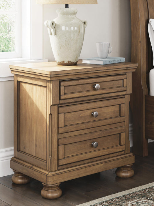Vandenmore Queen Storage Sleigh Bed with Mirrored Dresser, Chest and Nightstand
