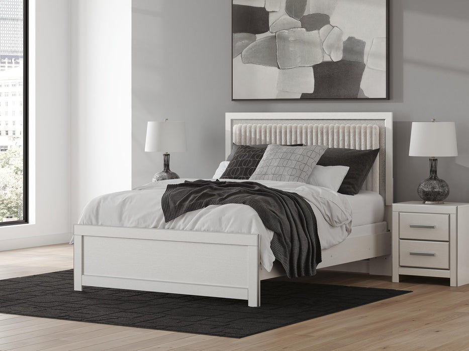 Birmonton Queen Upholstered Panel Bed, Dresser, Mirror and Nightstand