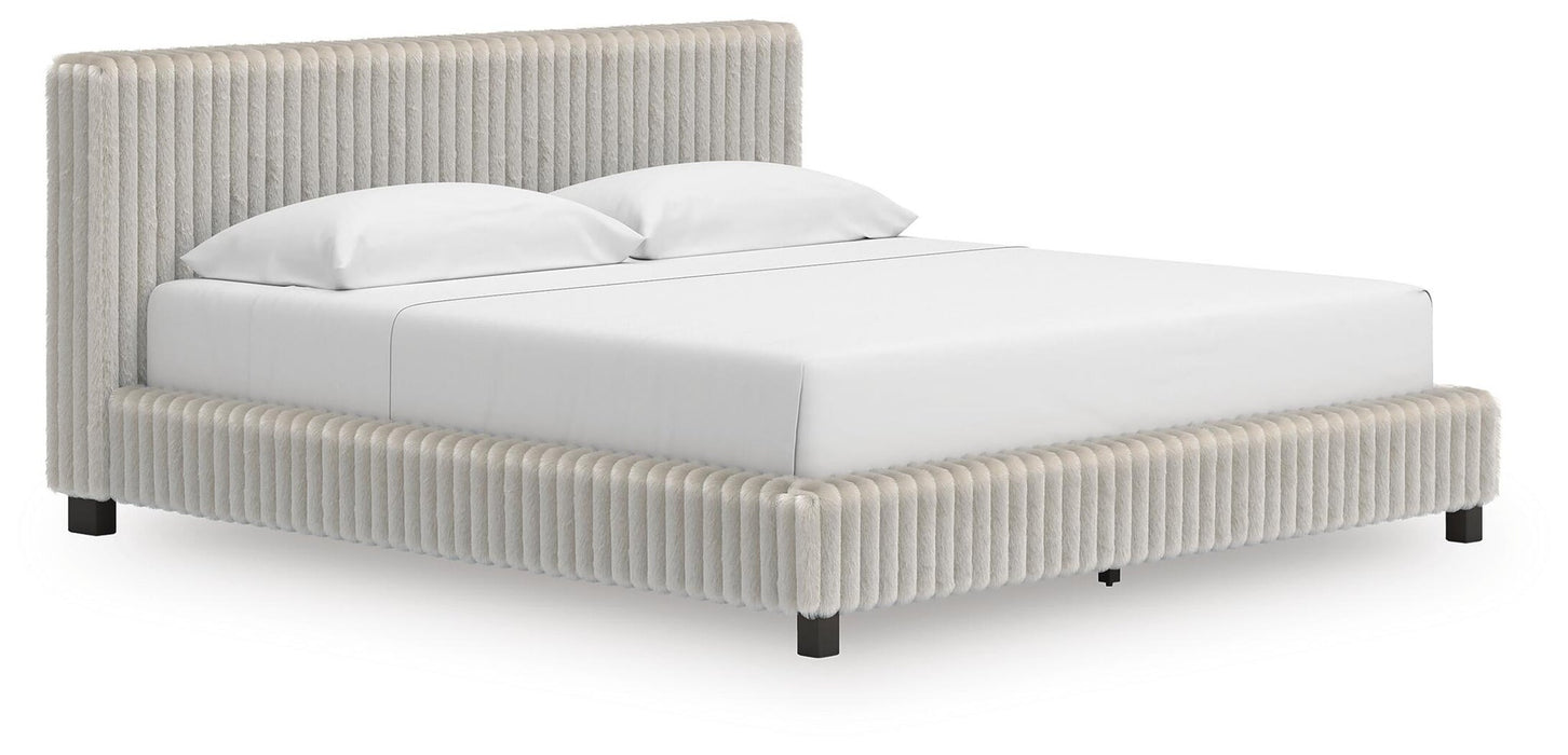 Birmonton King Upholstered Bed, Dresser and Mirror