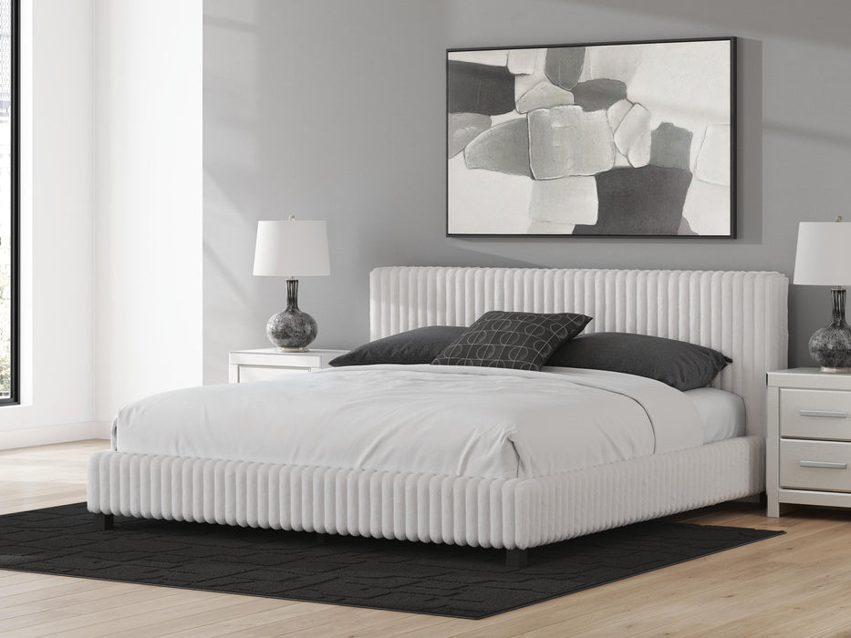 Birmonton King Upholstered Bed, Dresser and Mirror