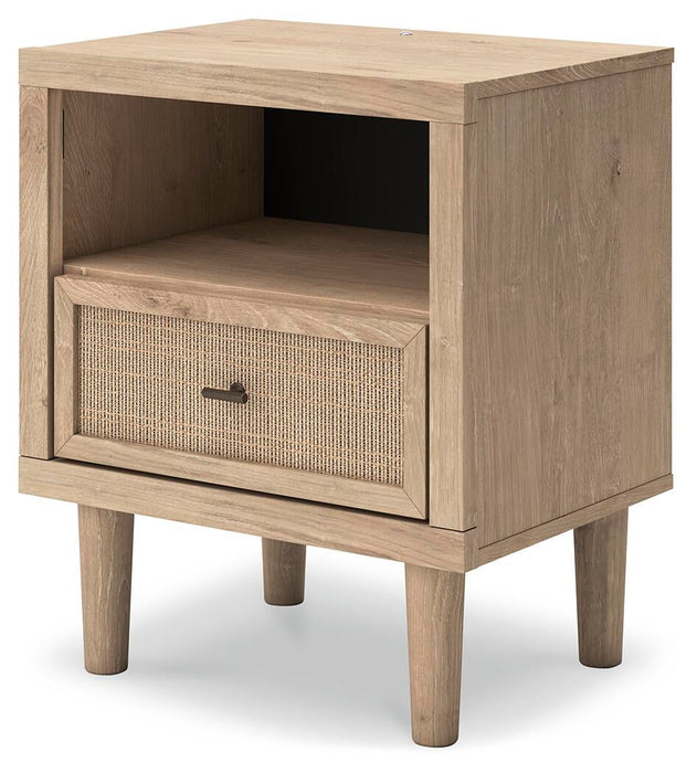 Cielden Queen Upholstered Bed with Roll Slats, Dresser, Mirror and Nightstand