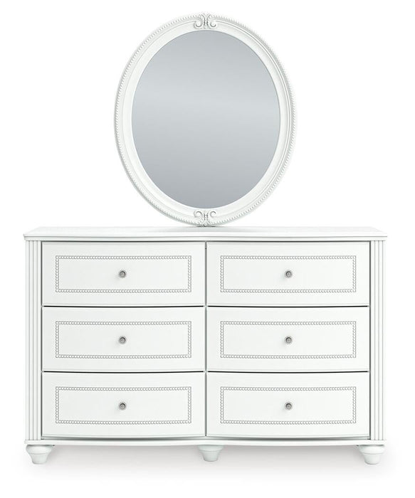 Maylilly Twin Upholstered Panel Storage Bed, Dresser and Mirror